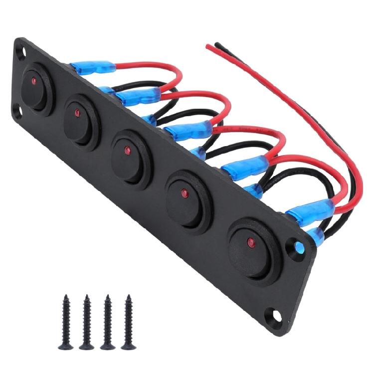 Multifunctional Space Saving 20A 12V Red LED Toggle Switch Panel for Car Truck Motorhomes and Marine Electrical Systems
