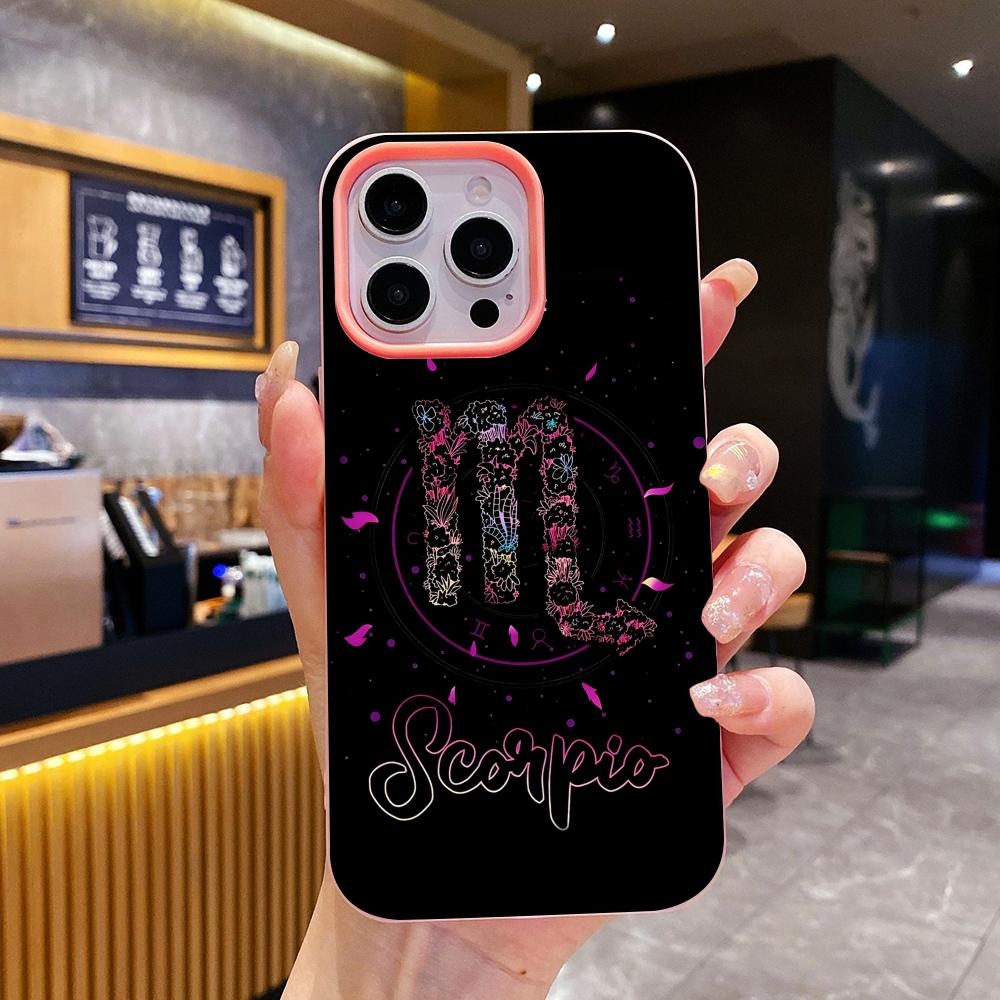 Zodiac Sign Scorpio Phone Case for iPhone 17 16 15 14 13 12 11 Air Pro Max Plus Jelly Double Layer Pink Cover