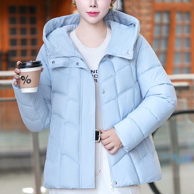 

Женские пальто Зимние короткие парки с капюшоном Свободные Толстые Теплые Женские куртки 2XL синий