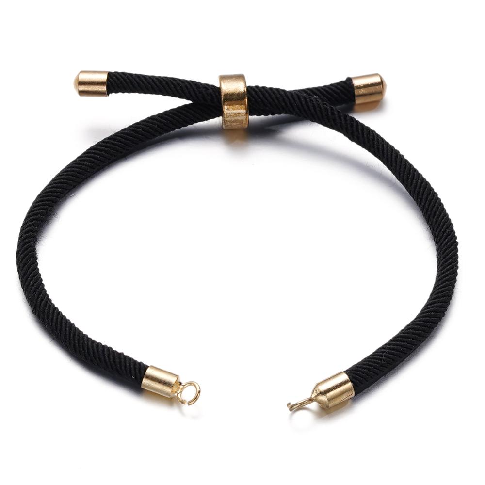 1pc Adjustable Nylon Braided Twisted Cords Slider Friendship Bracelets with Brass Cord End for Jewelry Making DIY Findings