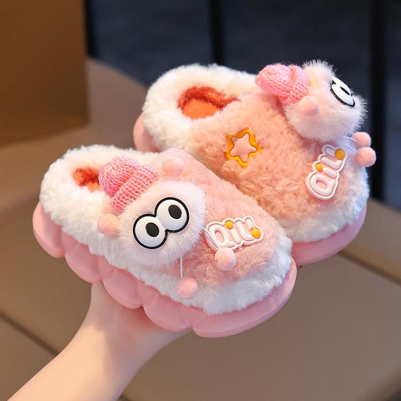 Papuci calzi de pluș din bumbac pentru copii, băieți și fete, Pantofi de interior/exterior pentru toamnă-iarnă