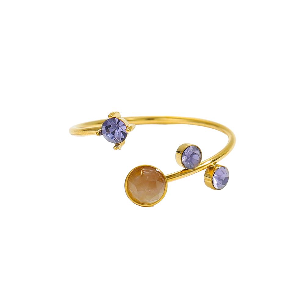 CARLIDANA Minimalist Colourful Cubic Zircon Rings Jewelry Stainless Steel Gold Plated Hot Sale Heart Star Open Rings for Women
