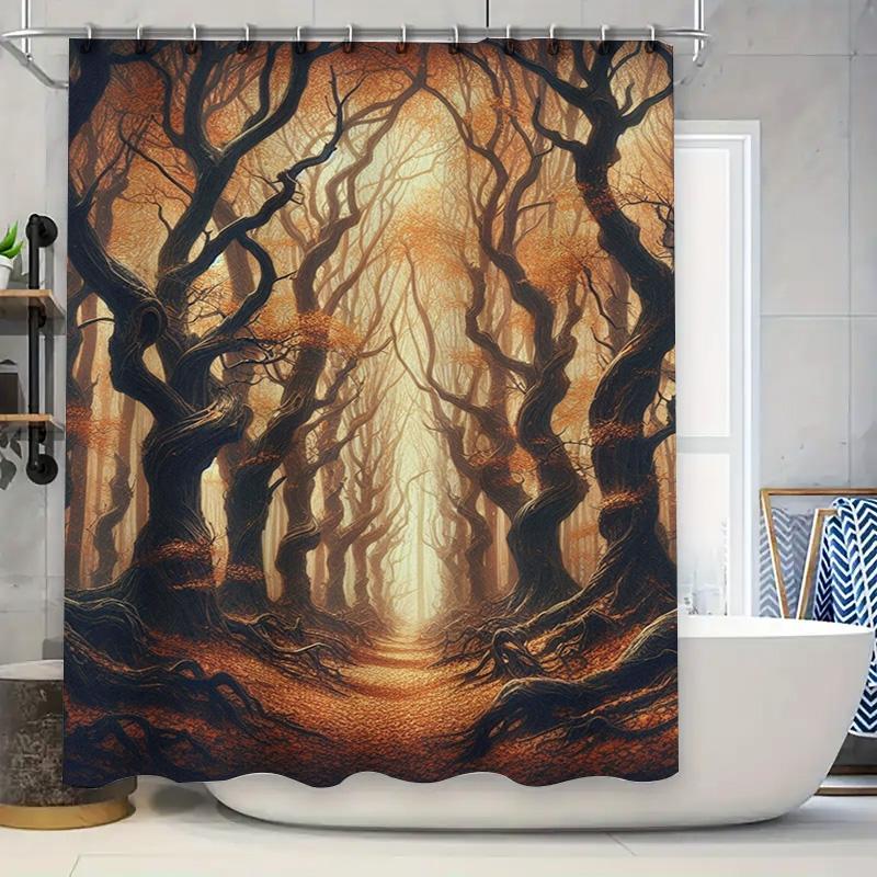 

Fantasy Dark Forest Printed Shower Curtain Halloween Decorations For Bathroom Waterproof Fabric 180X245Cm (White Bathtub Display W60H190(CM)-1 Pcs
