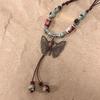 Vintage Ceramic Butterfly Pendant Necklace for Women 2026 New Chinese Ethnic Style Long Sweater Chain Necklace Jewelry Accessory