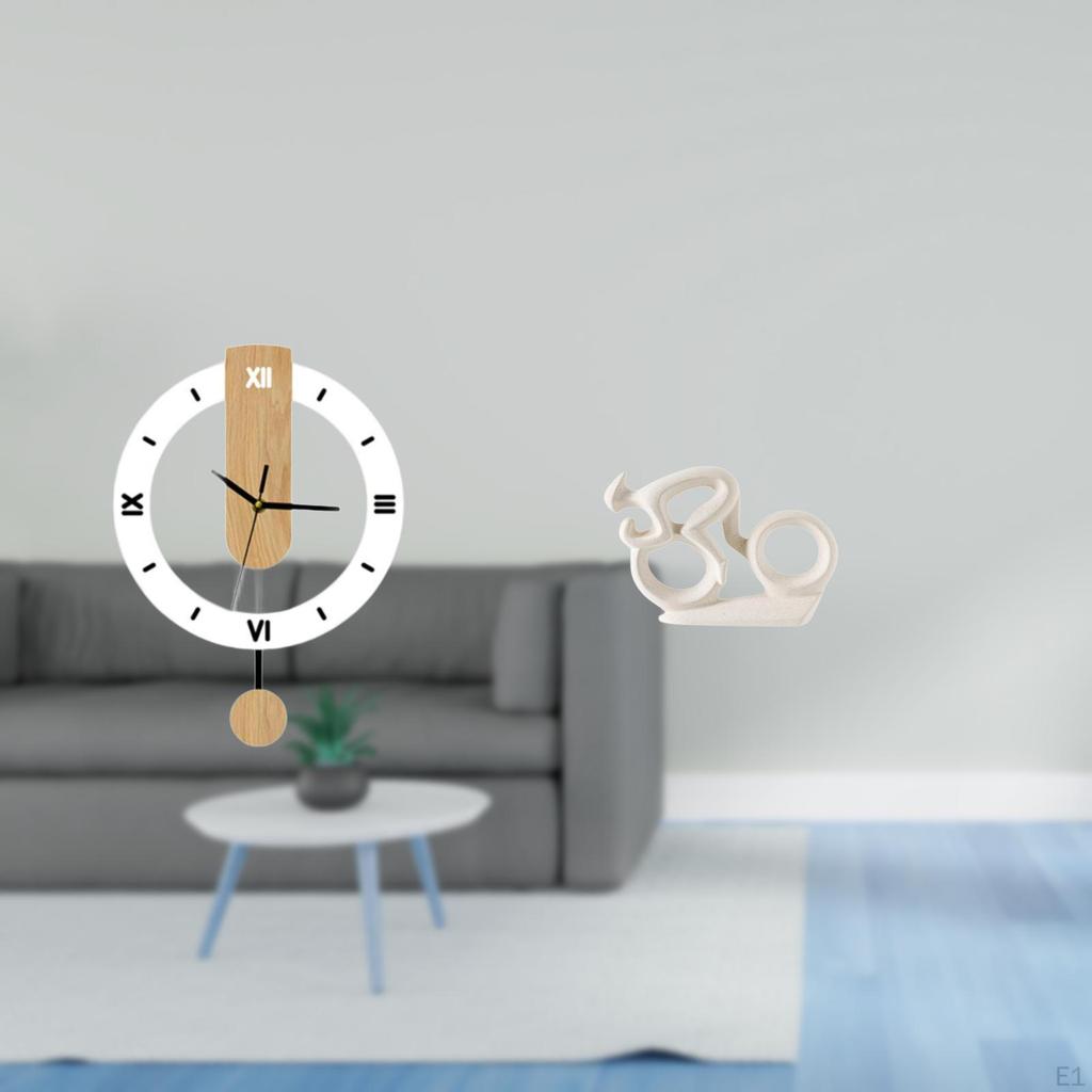 Acrylic Roman Numerals Wall Clock Ornament And Porcelain Sports Bike Figurine Sculpture for Home