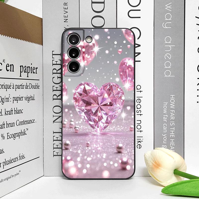 Stylish Pink Heart-Shaped Crystal Phone Case for Google Pixel 10 9 A 8 A 7A 6A 7 PRO 8 9 Pro XL 4G 5G Silicone Soft Cover Fundas