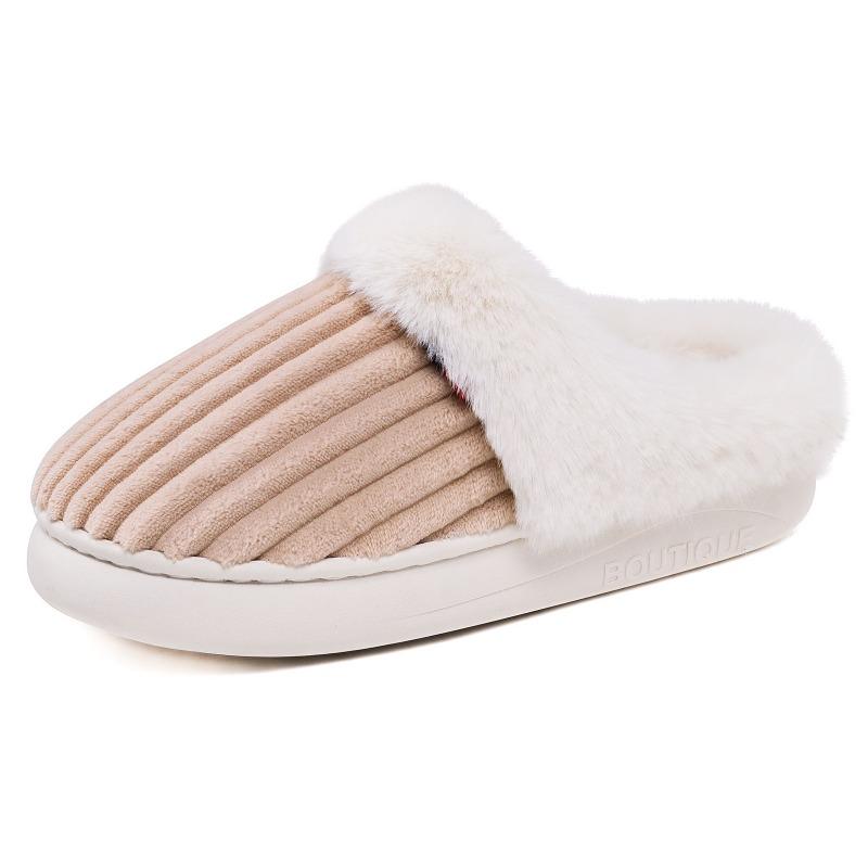 Cotton Shoes for Warmth, Indoor Anti-slip, Soft-soled Fleece Slippers for Women