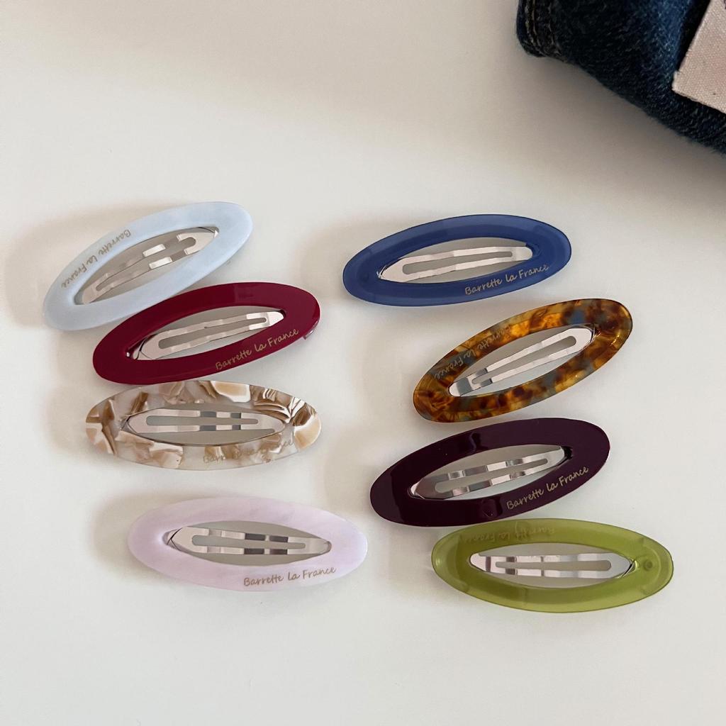 Korean Gold Oval Acetate Hair Clip - Retro Style for Bangs & Flyaways