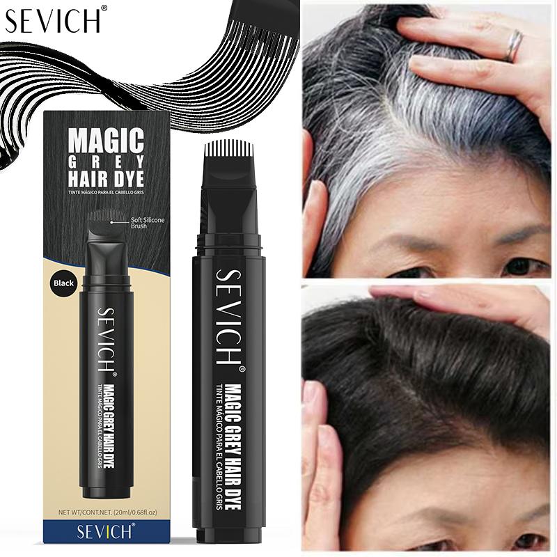 Haarfärbestift SEVICH 4 Farben Haaransatz-Auffrischung Schwarz Braun Haarfarbstift Einweg-Haarfärbecreme Pinsel Haar-Concealer 20ml
