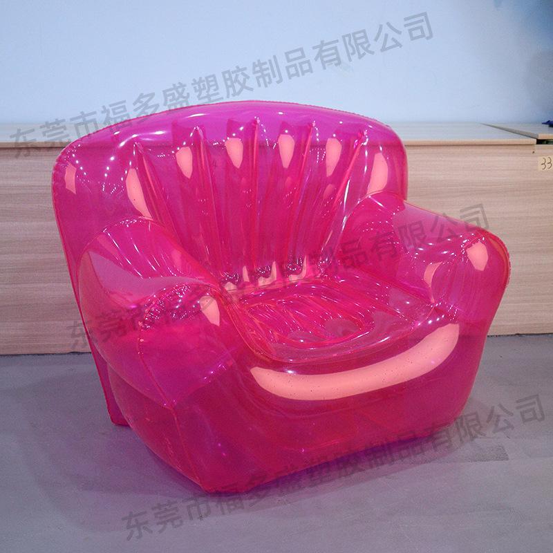 Divano gonfiabile in PVC trasparente rosso blu con schienale per campeggio all'aperto e tempo libero