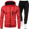 / New Men's Casual Sports Cardigan Hooded Sweatshirt Set