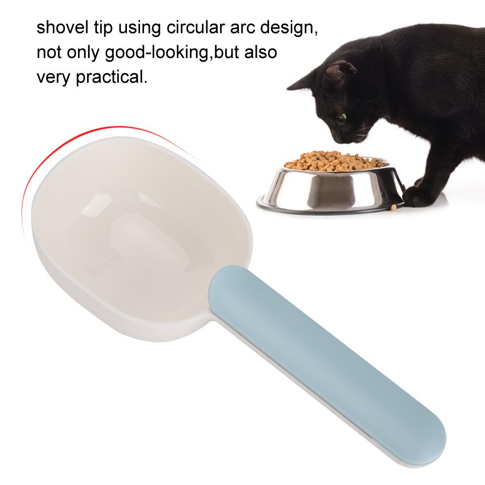 3Pcs High Strength Plastic Pet Food Scoop Cat Dog Feeding Spoon with Handle Clip for Pet Supplies(WhiteBlue )