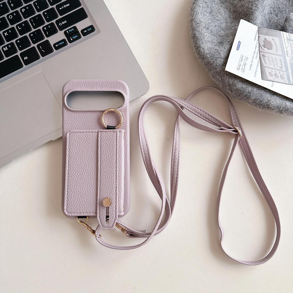 Ring Crossbody Wrist Strap Wallet with Card Holder Phone Case for Google Pixel 9 8 7 6 Pro 8A 7A 6A 5G Leather Shockproof Cover