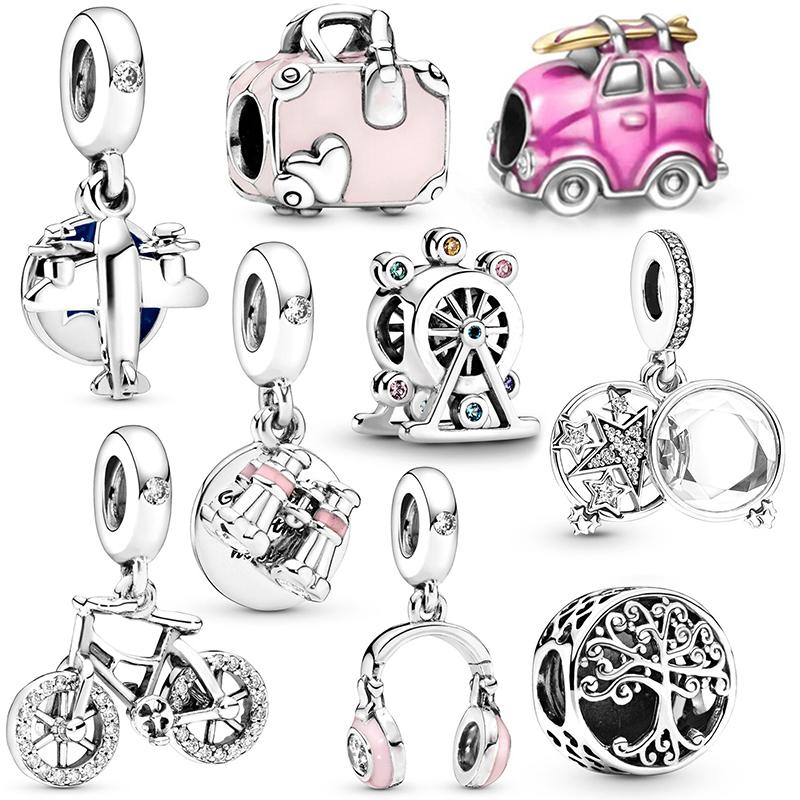 

Серебристый цвет сверкающая серия путешествий подвески из бисера подходит для оригинальных брендовых браслетов ожерелий для женских ювелирных изделий