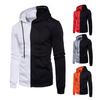 Hooded Zipper Closure Men Jacket Patchwork Long Sleeve Drawstring Side Pockets Sweatshirt Male Clothing