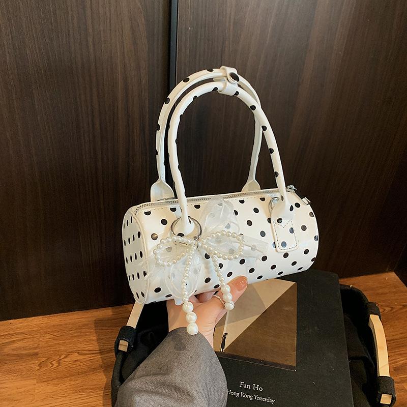 Niche Design Bag Women's New Summer Shoulder Messenger Bag Polka Dot Portable Cylinder Bag