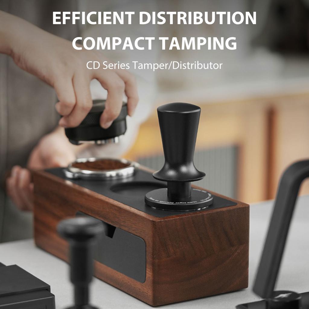 Coffee Tamper with Calibrated Spring Loaded Automatic Leveling Stainless Steel Base Hand Press