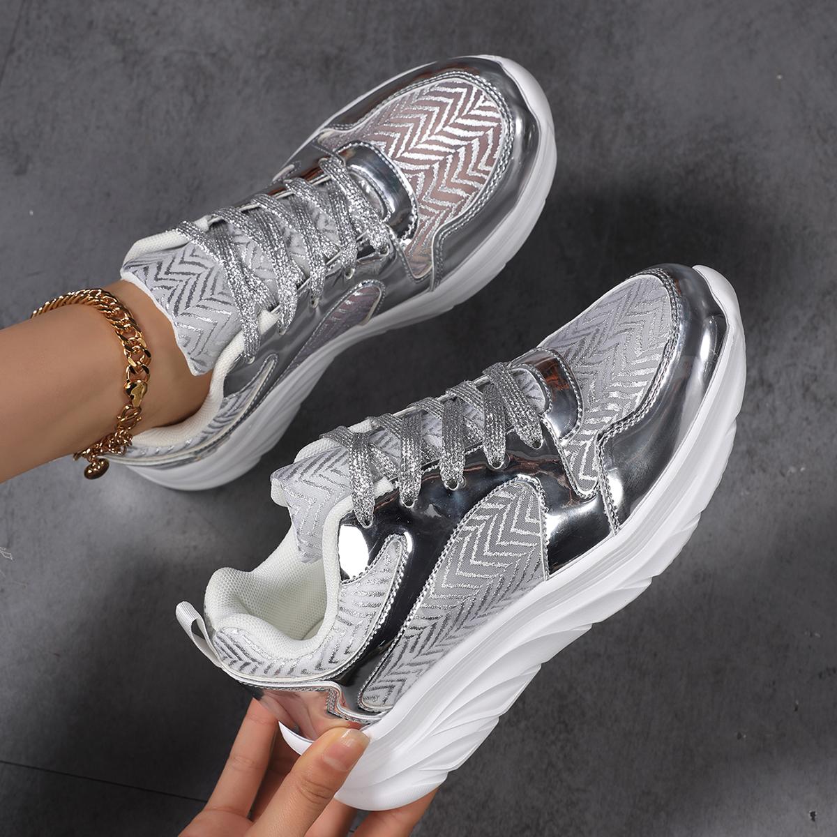 

Женские кроссовки TUINANLE с блестками и пайетками, дышащая сетчатая обувь, удобная обувь 41 серебряный
