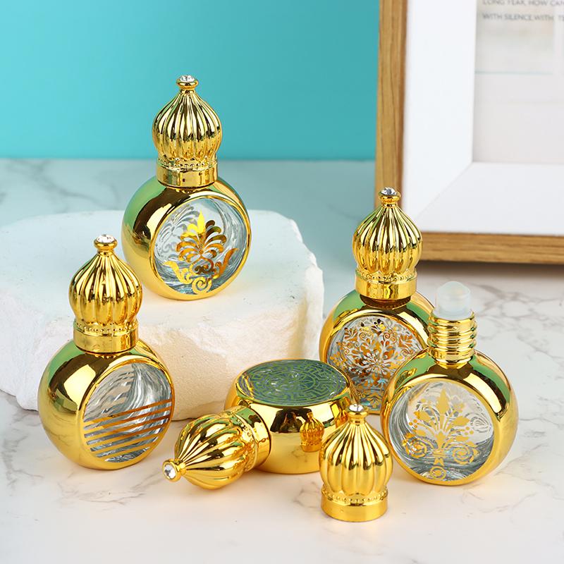 10Ml Portable Essential Oil Roller Bottle Gold Crown Shape Perfume Bottles