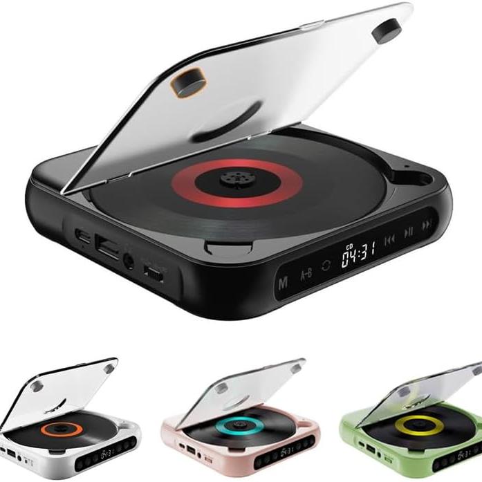 Portable CD Player with Bluetooth 5.3 – Hi-Fi Sound Rechargeable Battery, Supports CD/CD-R/CD-RW/MP3 Compact & Lightweight