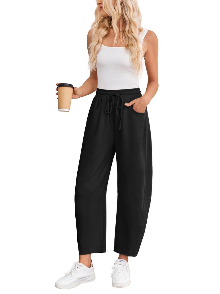 2025 European & American Women's Summer Sports Drawstring Nine-Point Sweatpants