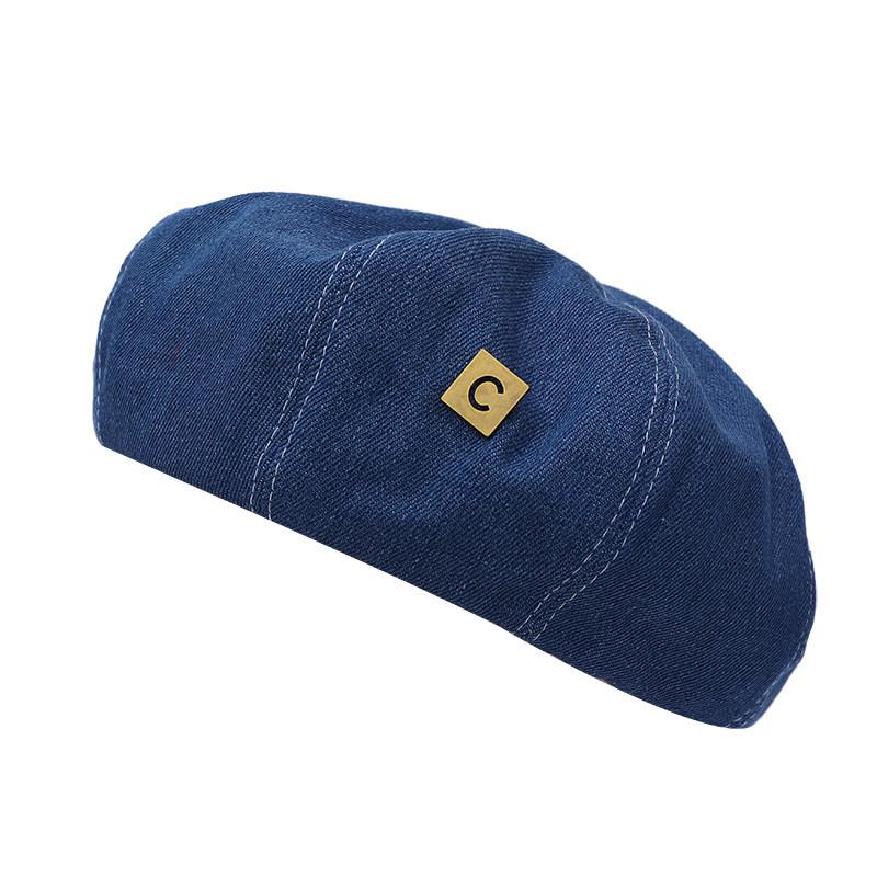 Trendy Denim Beret Hat For Women Summer Korean Style Fashionable Minimalist Look
