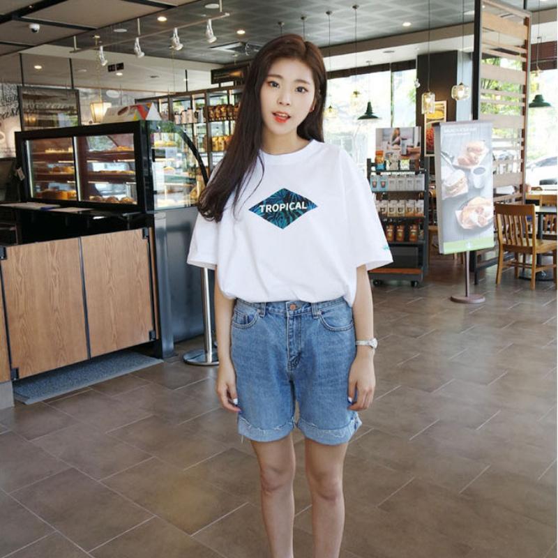 Nový letní pár outfit s krátkým rukávem kulatý výstřih studentské pánské a dámské tričko Harajuku BF styl volné základní tričko top