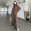 Women's Solid Color Simple Loose Two-piece Casual Wide-leg Trousers Suit for Women
