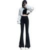 High-Waisted Tummy Control Velvet Flare Pants for Women - Autumn/Winter Fitness & Yoga Style