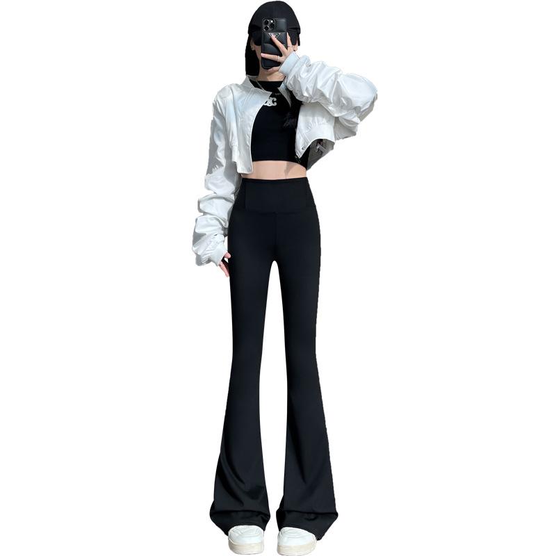 High-Waisted Tummy Control Velvet Flare Pants for Women - Autumn/Winter Fitness & Yoga Style