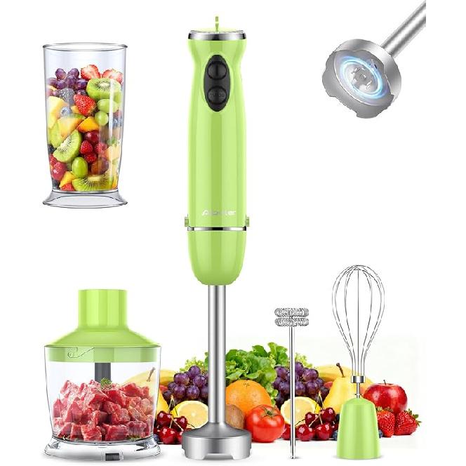 Immersion Blender 5 Combination 1 Hand Mixer,Abuler 1000W Manual Stirring Rod,12 Speed Handheld Blender 304 Stainless Steel,Belt 600 ml stirring