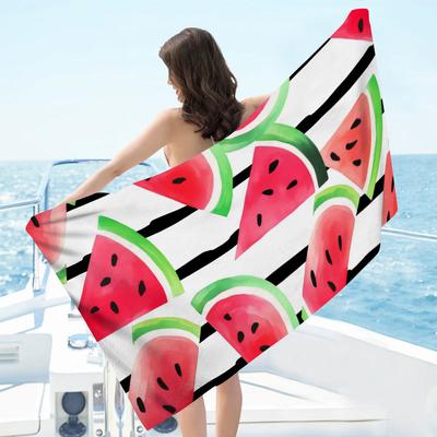 Painted Watermelon Series Digital-printed Polyester Superfine Fiber Double-sided Fleece Beach Vacation Bath Towel, Beach Towel