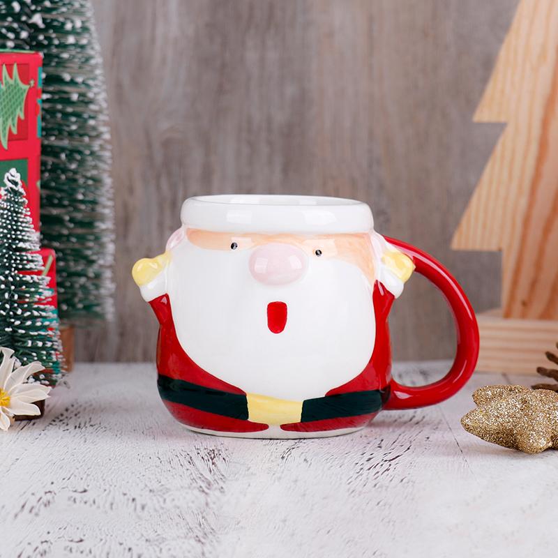 

Рождественская кофейная кружка 3D Санта керамическая кружка праздничная чашка для кофе и чая рождественский подарок для дома офиса праздничный декор 301-400ml красный