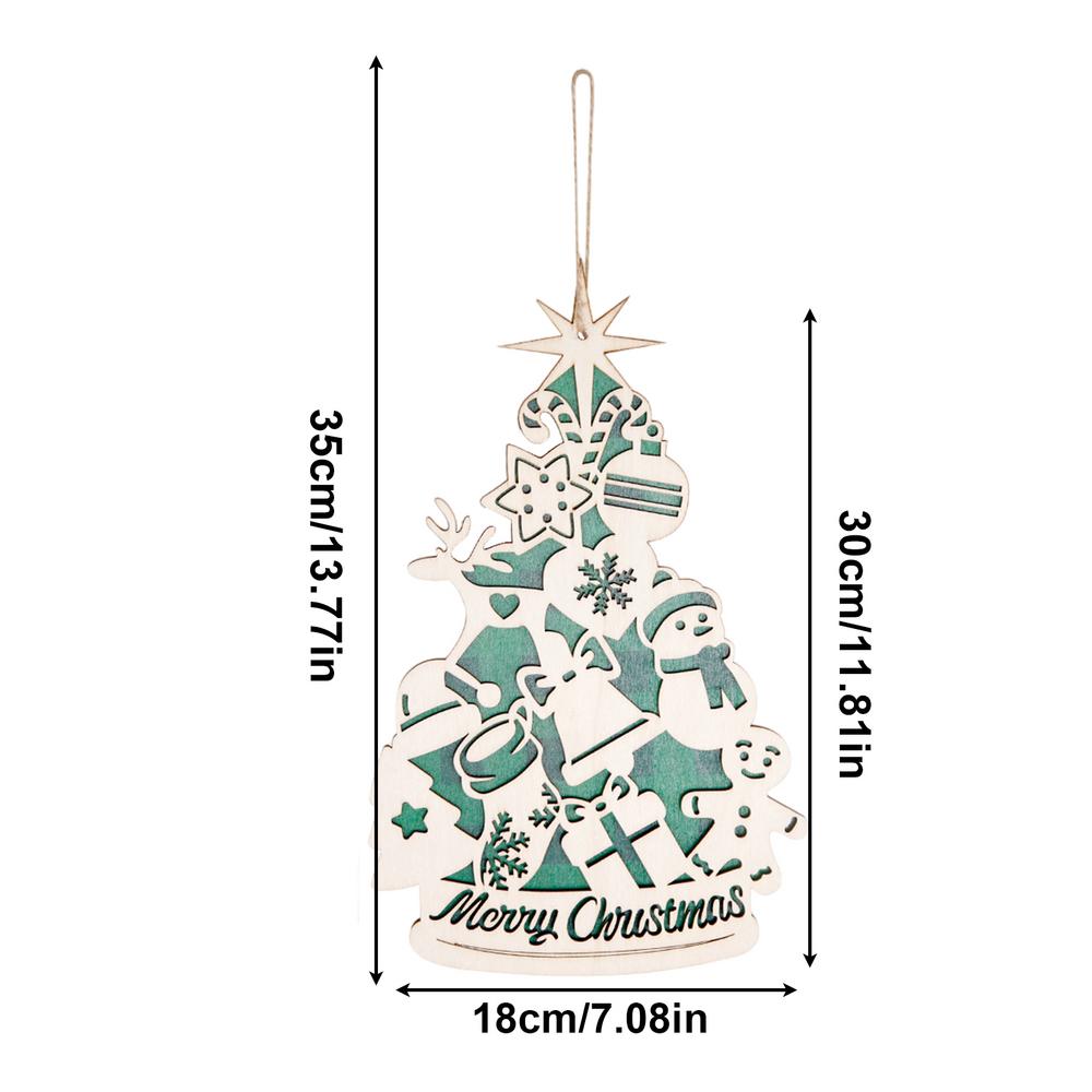 2d Christmas Tree Ornaments With String Wooden Charm Christmas Decorations For Wall Bedroom Room Yard Outside Front Classroom