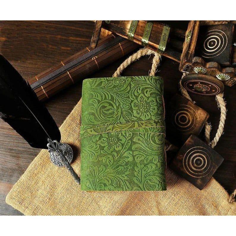 Handmade Leather Journal: Vintage Deckle Edge Paper, Blank Book