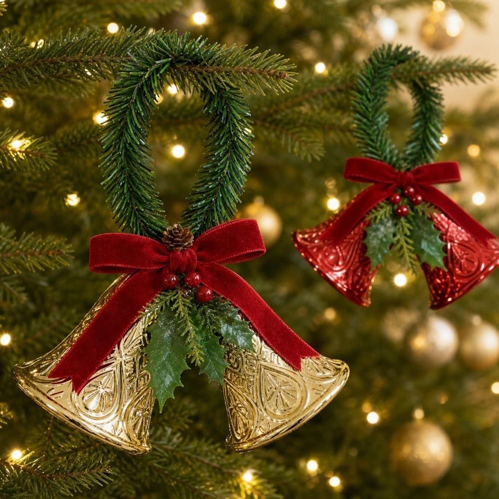 Creative Christmas Bell Pendant Exquisite Portable Xmas Tree Pendant No Sound Bowknot Christmas Decoration Bells