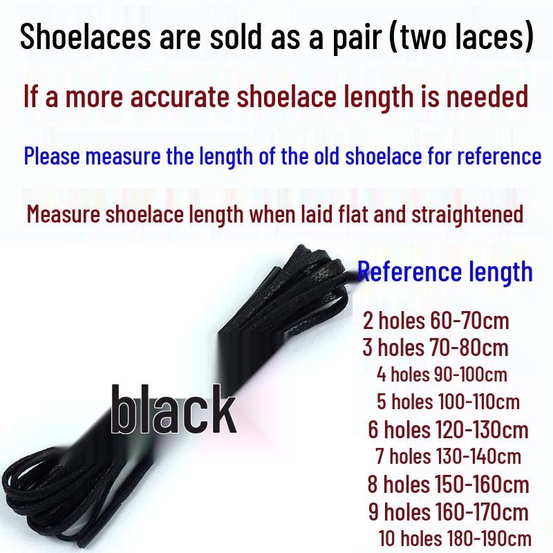 Black Flat Waxed Leather Shoelaces, 0.28cm Wide, Ideal for Boots & High-Tops