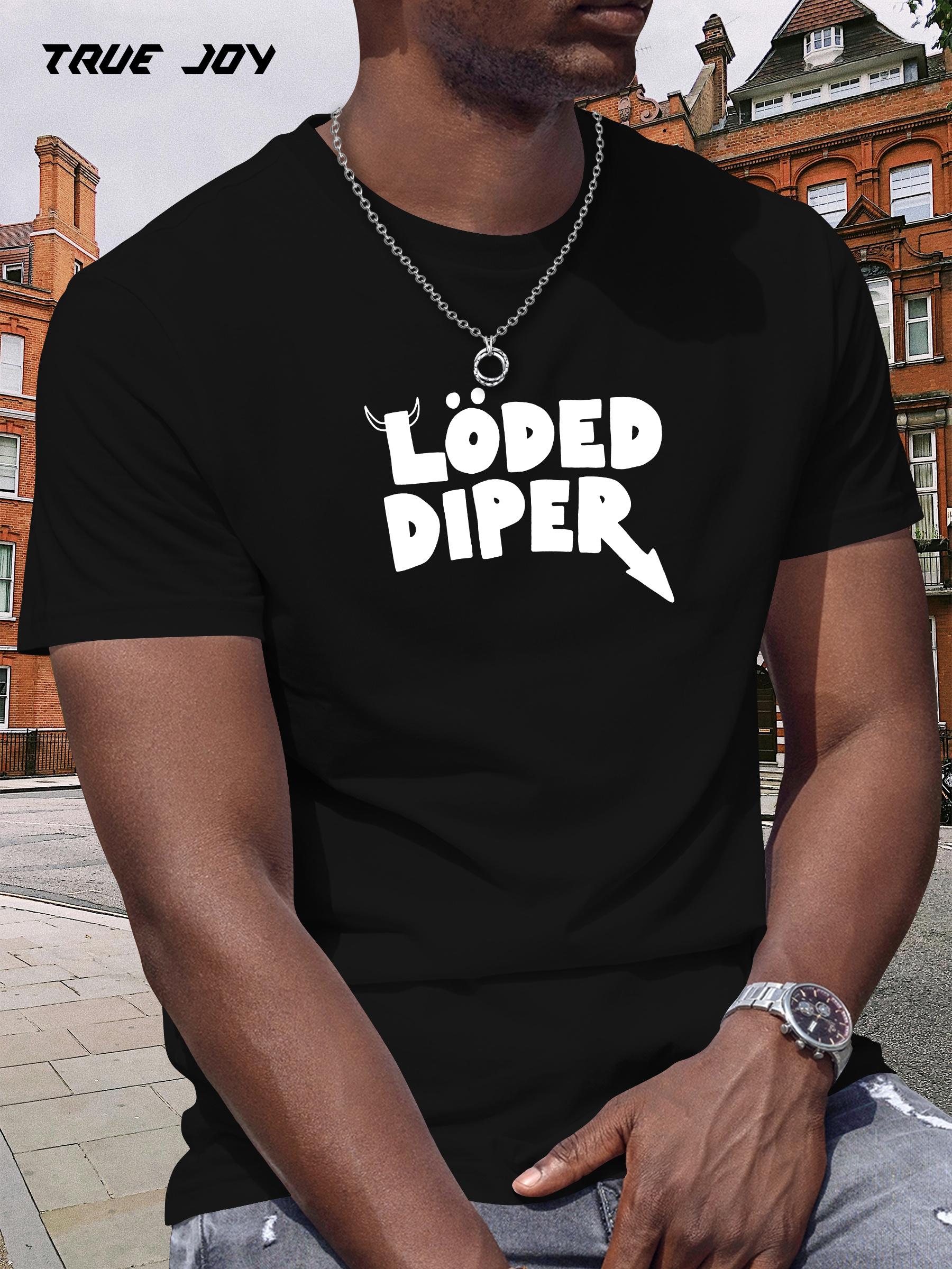 Löded Diper Graphic Print T-shirt - Black with Bold White Lettering M