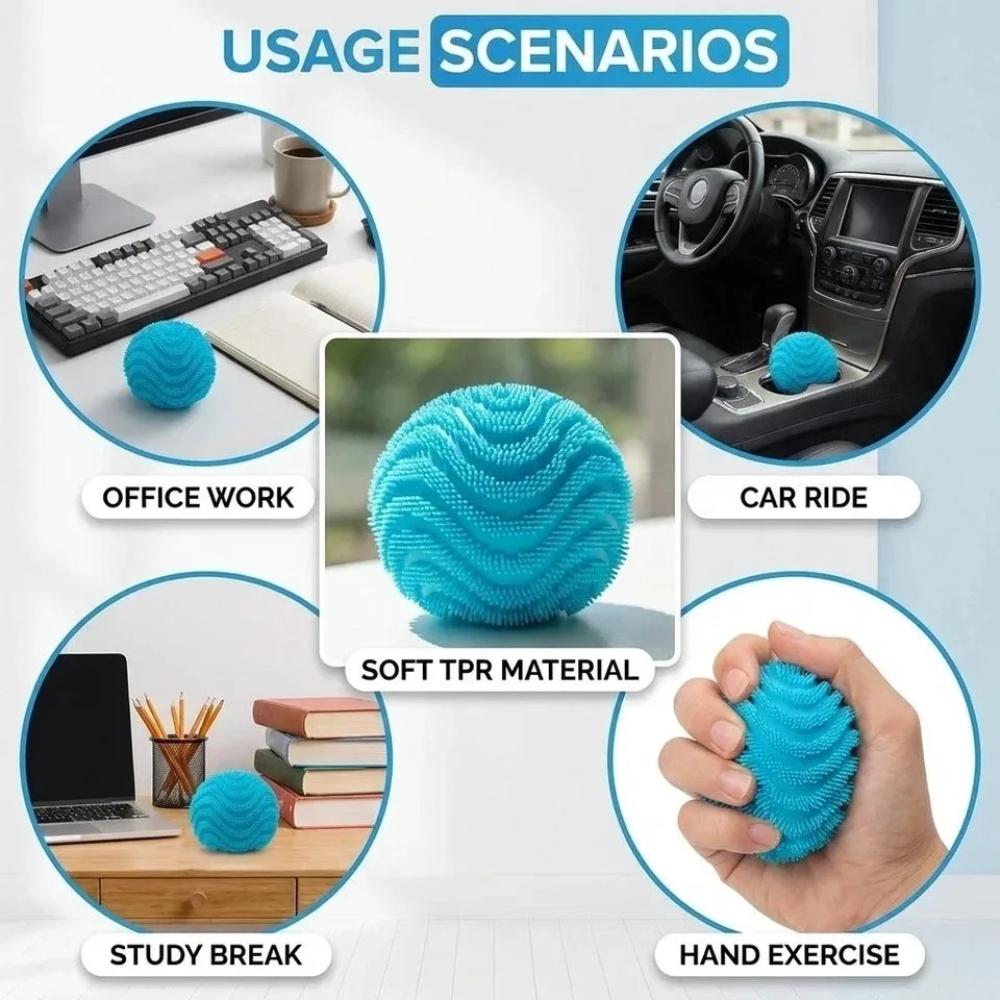 NeeDoh Fuzz Ball Wonder Waves, Sensory Fidget Squeeze Squishy Stress Reliever Toy for Anxiety Relief & Focus