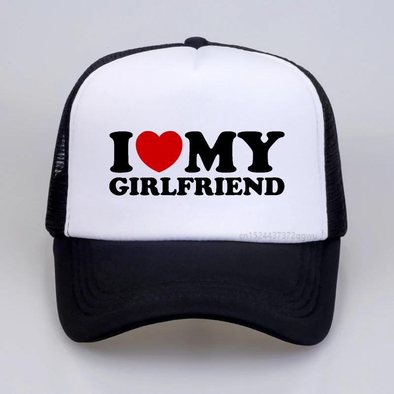 Funny I Love Heart My Girlfriend Hat Cotton Streetwear Pop Summer Visor Baseball Cap Adjustable Mesh Breathable Trucker Hat