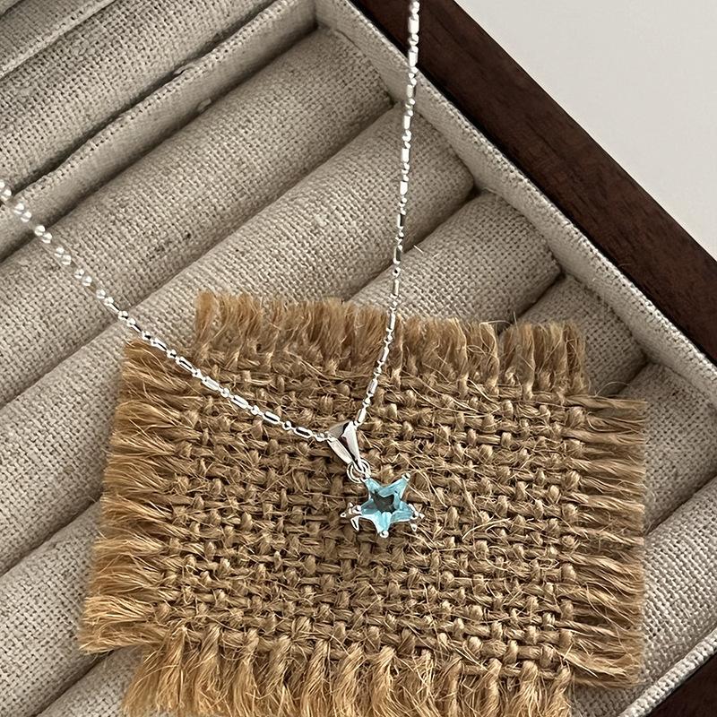 Blue Star Necklace, Light Luxury, Super Immortal Pentagram Collarbone Chain, Korean Version, New Popular Necklace
