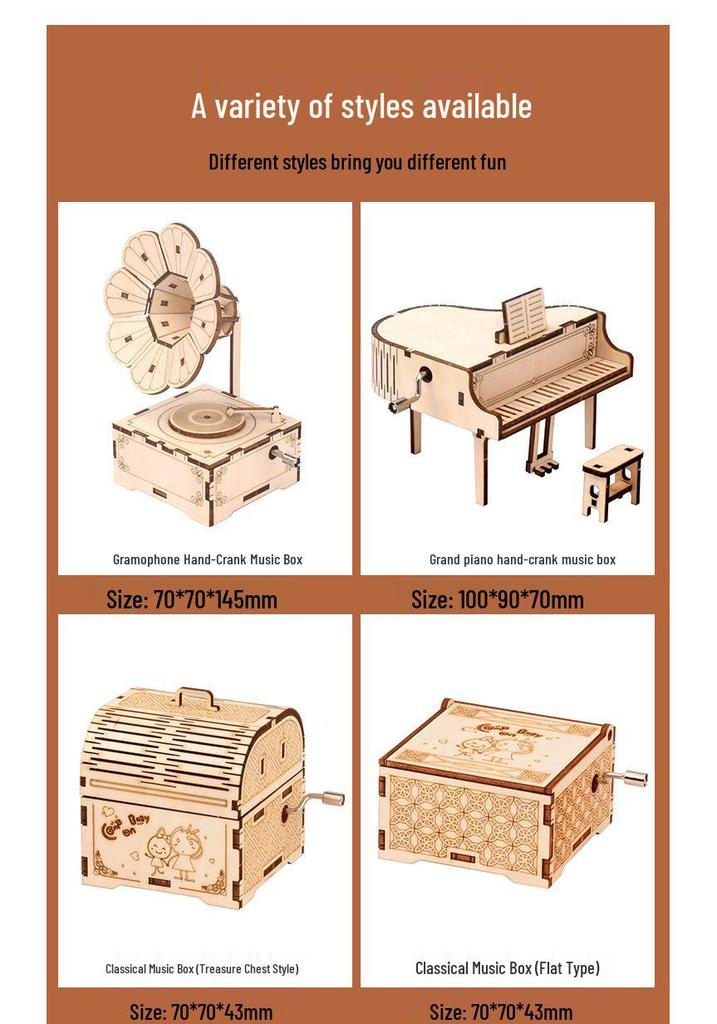 Children's Wooden Ferris Wheel Music Box Puzzle – DIY Carousel and Piano Assembly Toy