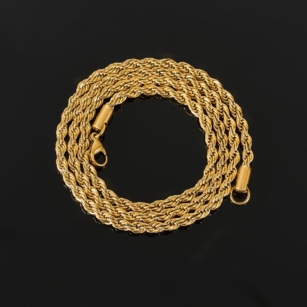 2/3/4/5/6mm Stainless Steel Twisted Rope Chain Necklace for Men Women Gold Color Plated Neck Chains Choker Metal Jewelry Gift