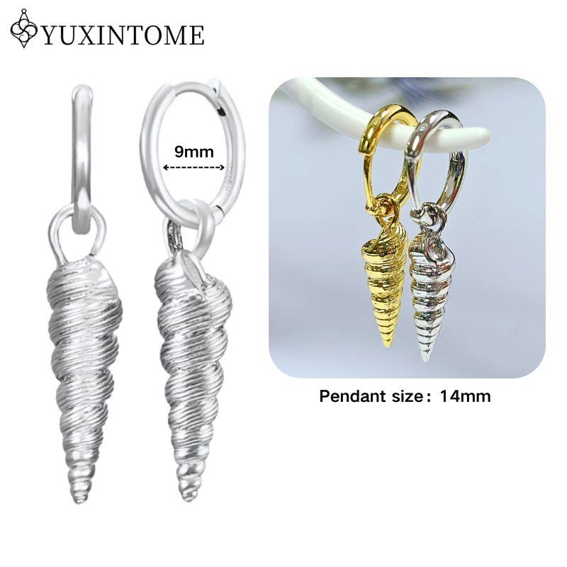 YUXINTOME 925 Silver Ear Needle Zircon Hoop gold Earrings For Women Square Plate Pendant Cutout Heart Earrings Fashion Jewelry