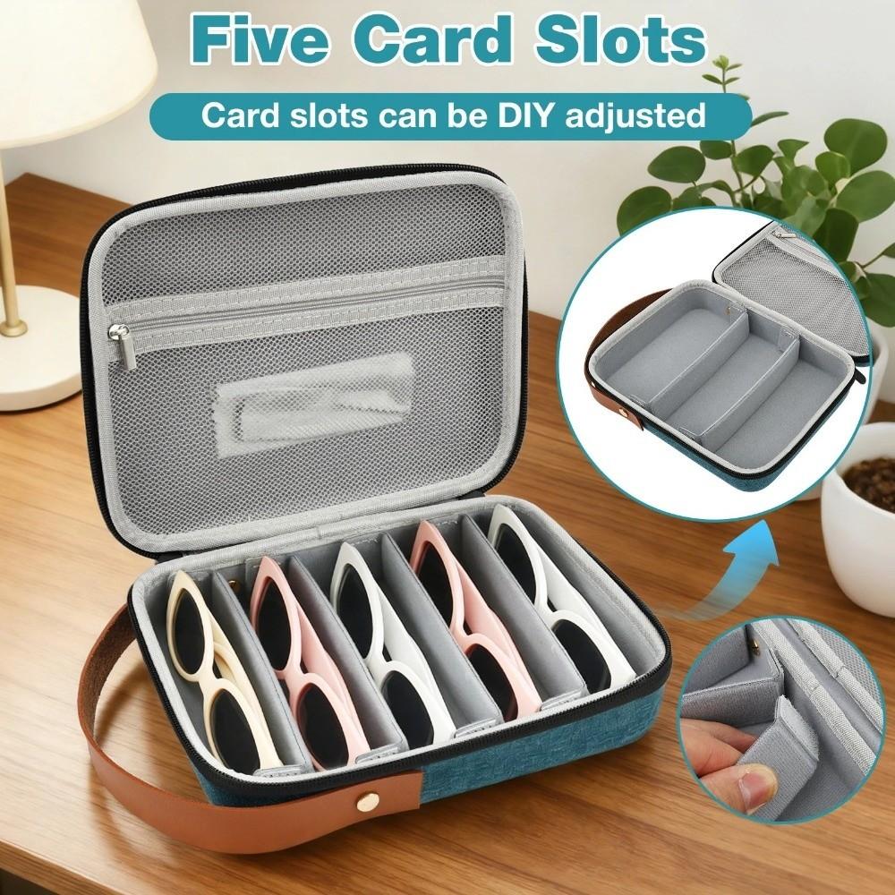 Hard Shell Eyeglasses Case 5 Slots Sunglasses Protective Case Simple Glasses Storage Box Travel
