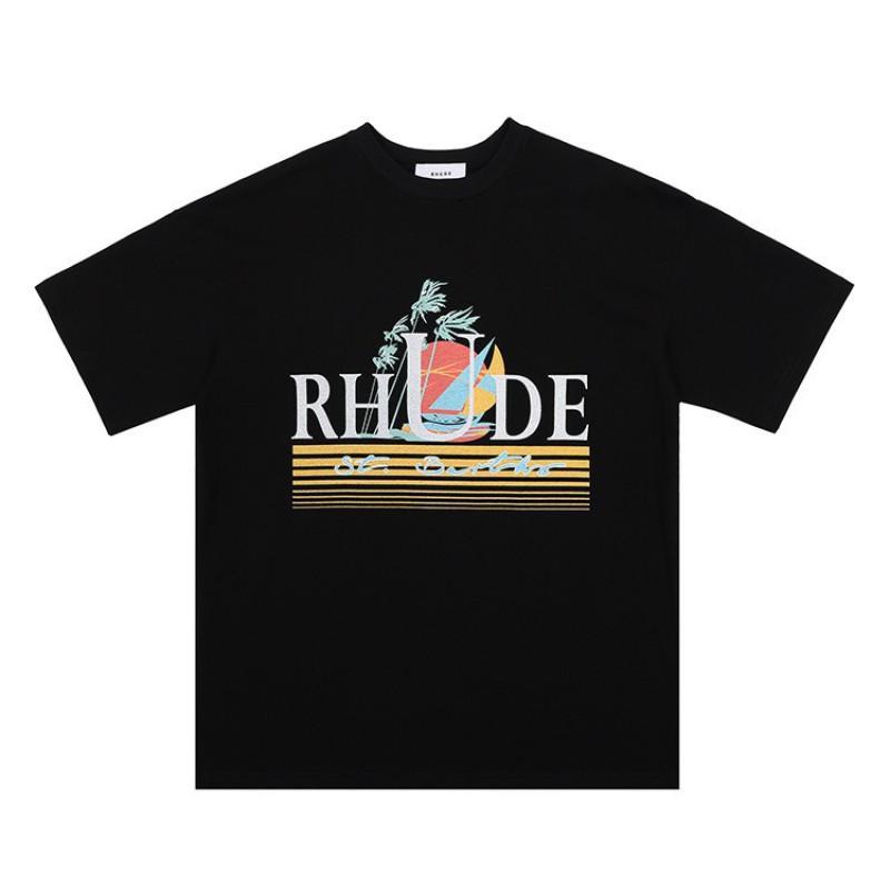 High Street Vintage T-Shirt Couples Loose Fit Crew Neck Short Sleeve Letter Print Casual Top
