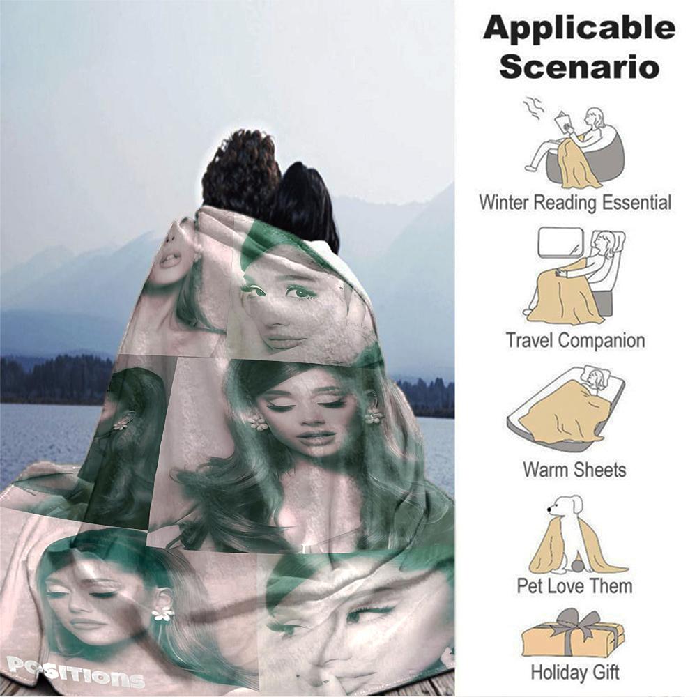 Ariana Grande Poses Blanket Soft Throw Blanket For Home Bedroom Bed Sofa Travel Office Solid Christmas Blanket