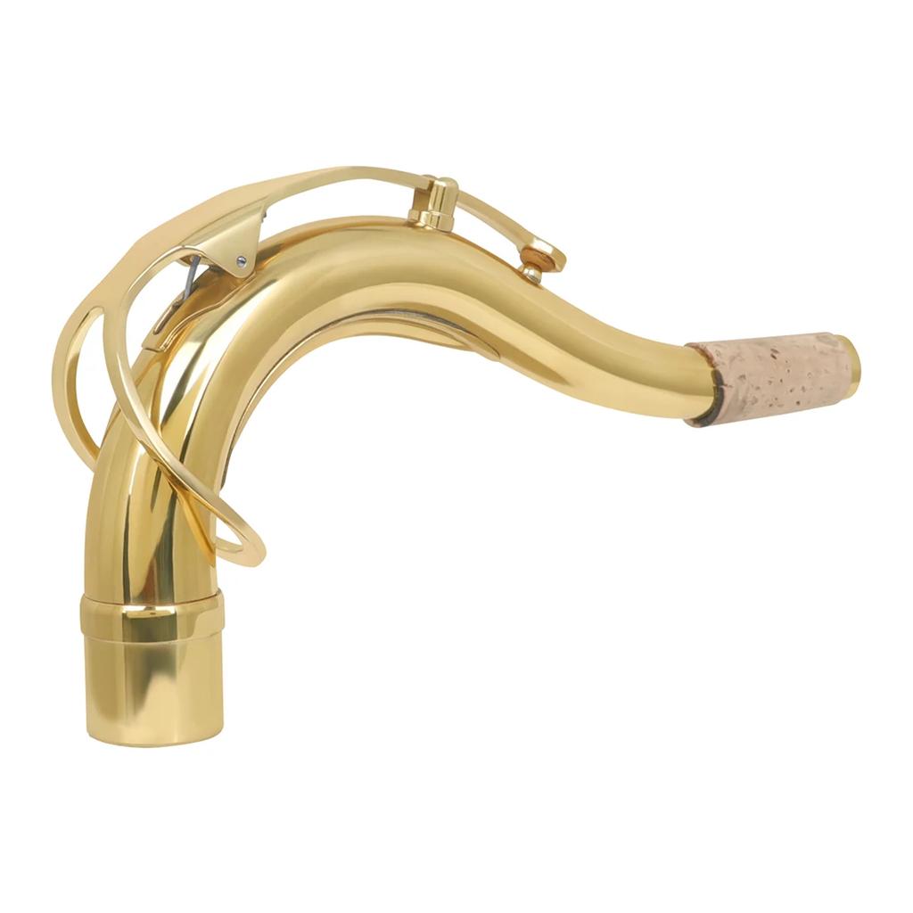 SLADE Tenor Saxophone Bent Neck Brass Gold Plated Tenor Sax Bent Neck with Soft Wood Slice Woodwind Instrument Parts Accessories