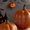Halloween Gresskarlys Batteridrevet LED Glass Gresskarlykt for Halloween Høst Høst Takkefest Dekor