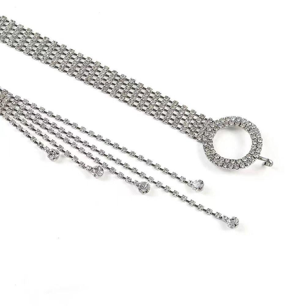 Sparkle Rhinestone Chain Belt Silver Color Full Crystal  Corset Belt  For Teenage Girls